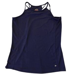 Bolle Womens Strappy Racerback Stretch Athletic Tank Top Navy Blue Size XL